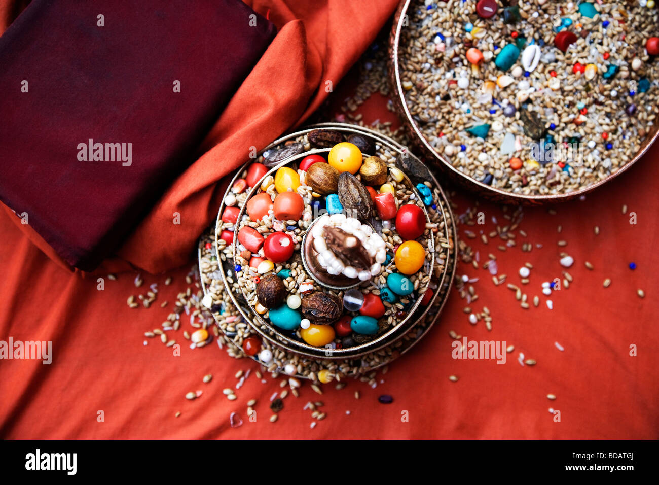 Religious offering in containers, Gaya, Bihar, India Stock Photo - Alamy