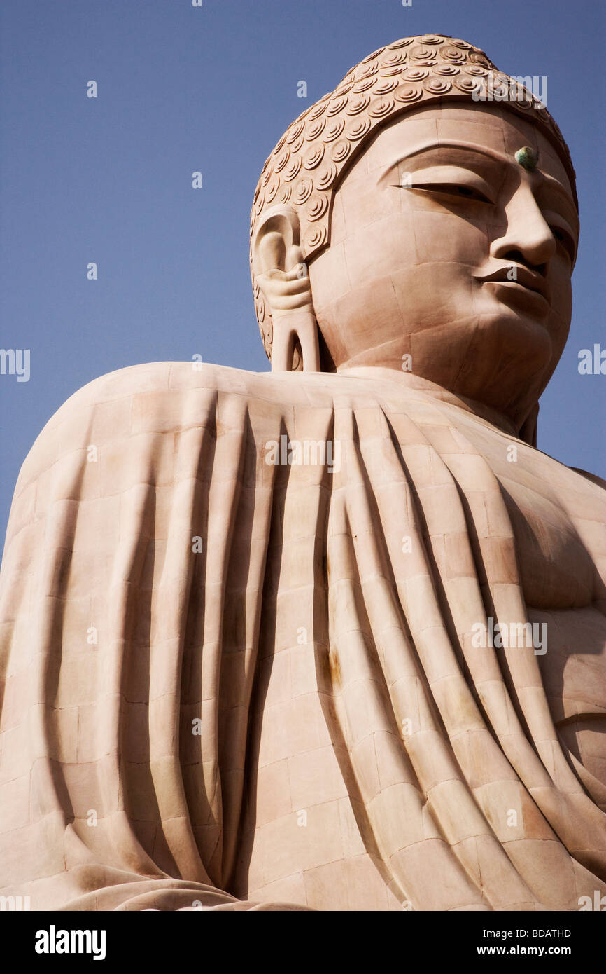 Low angle view of a statue of Buddha, The Great Buddha Statue, Bodhgaya, Gaya, Bihar, India Stock Photo