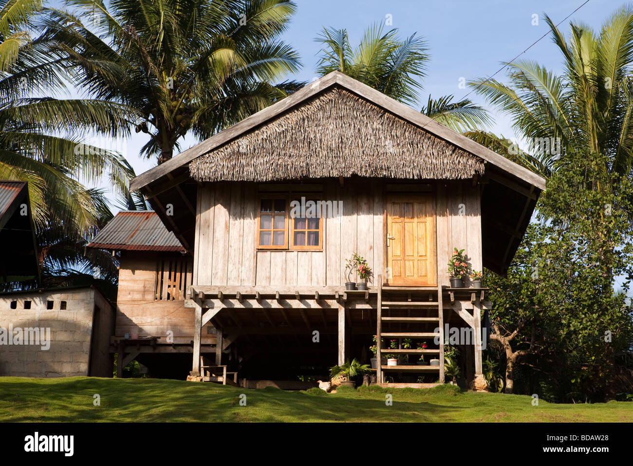 Indonesia Sulawesi Buton Labundo Bundo wooden house built from locally sourced wood Stock Photo