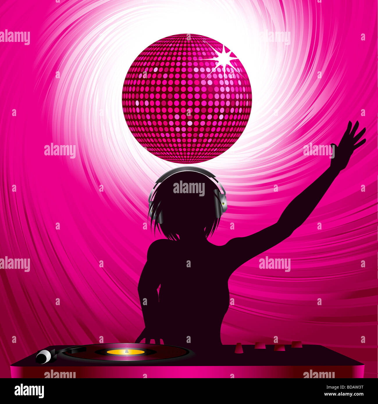 Silhouette female DJ Stock Photo - Alamy, image size:1300x1389