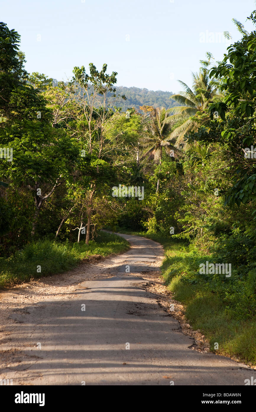 Indonesia Sulawesi Buton Labundo Bundo main road through the village Stock Photo