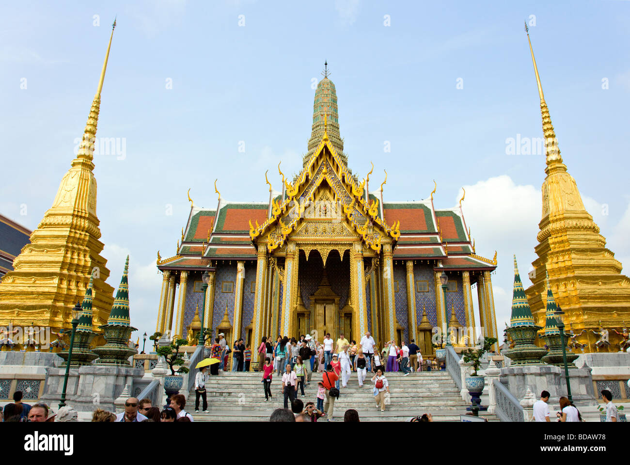 Wat Phra Kaeo within the gates of the Grand Palace in Bangkok Thailand Stock Photo
