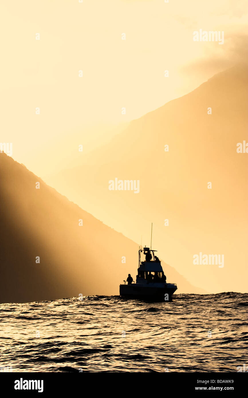 Fishing boat silhouette hi-res stock photography and images - Alamy