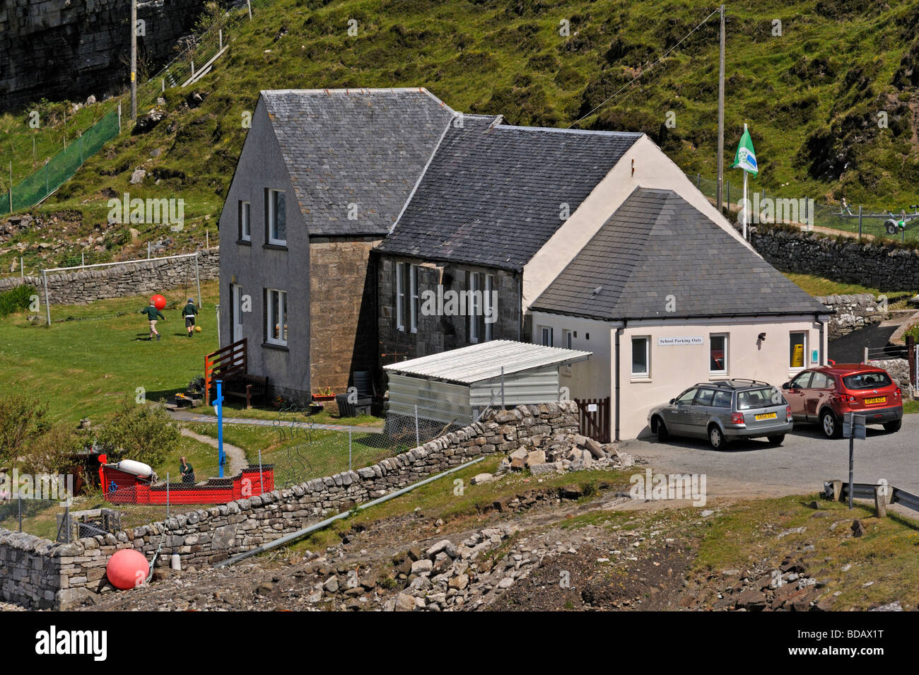 The Primary School. Elgol, Strathaird, Isle of Skye, Inner Hebrides, Scotland, United Kingdom, Europe. Stock Photo