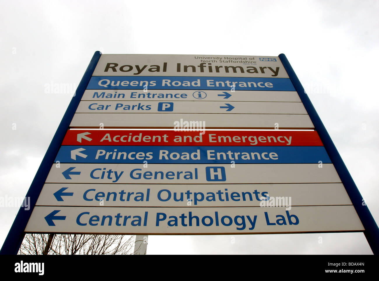 North Staffordshire Royal Infirmary Stoke on Trent Staffordshire signage Stock Photo