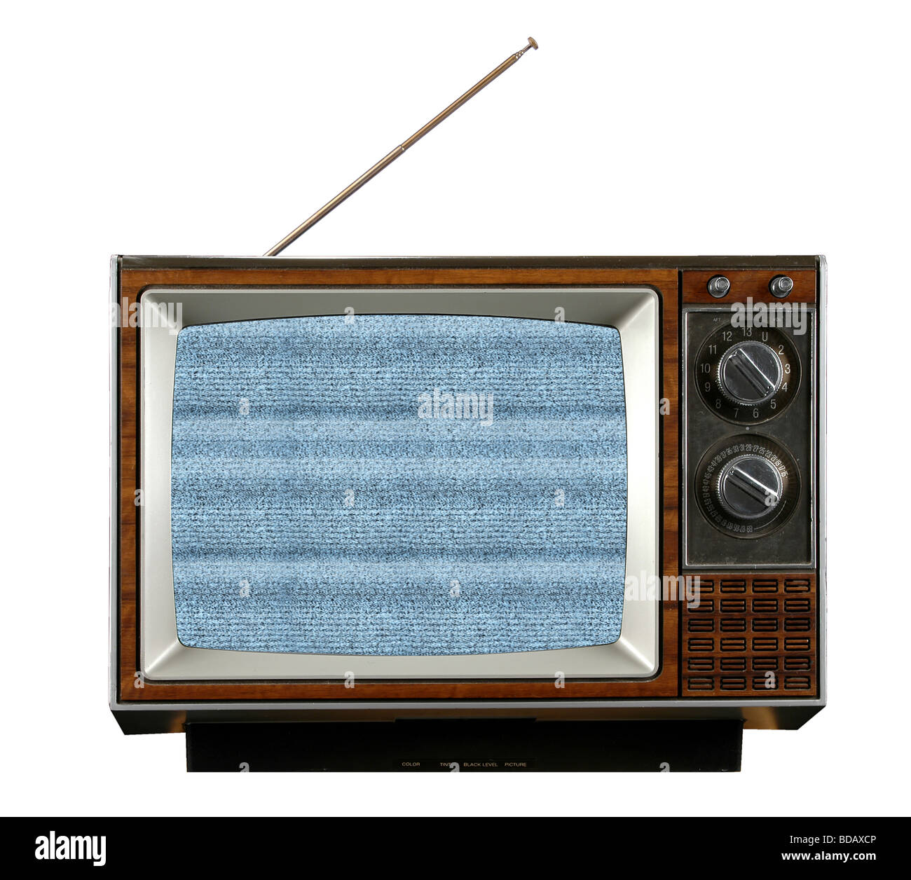 Vintage television without signal producing electronic snow Stock Photo