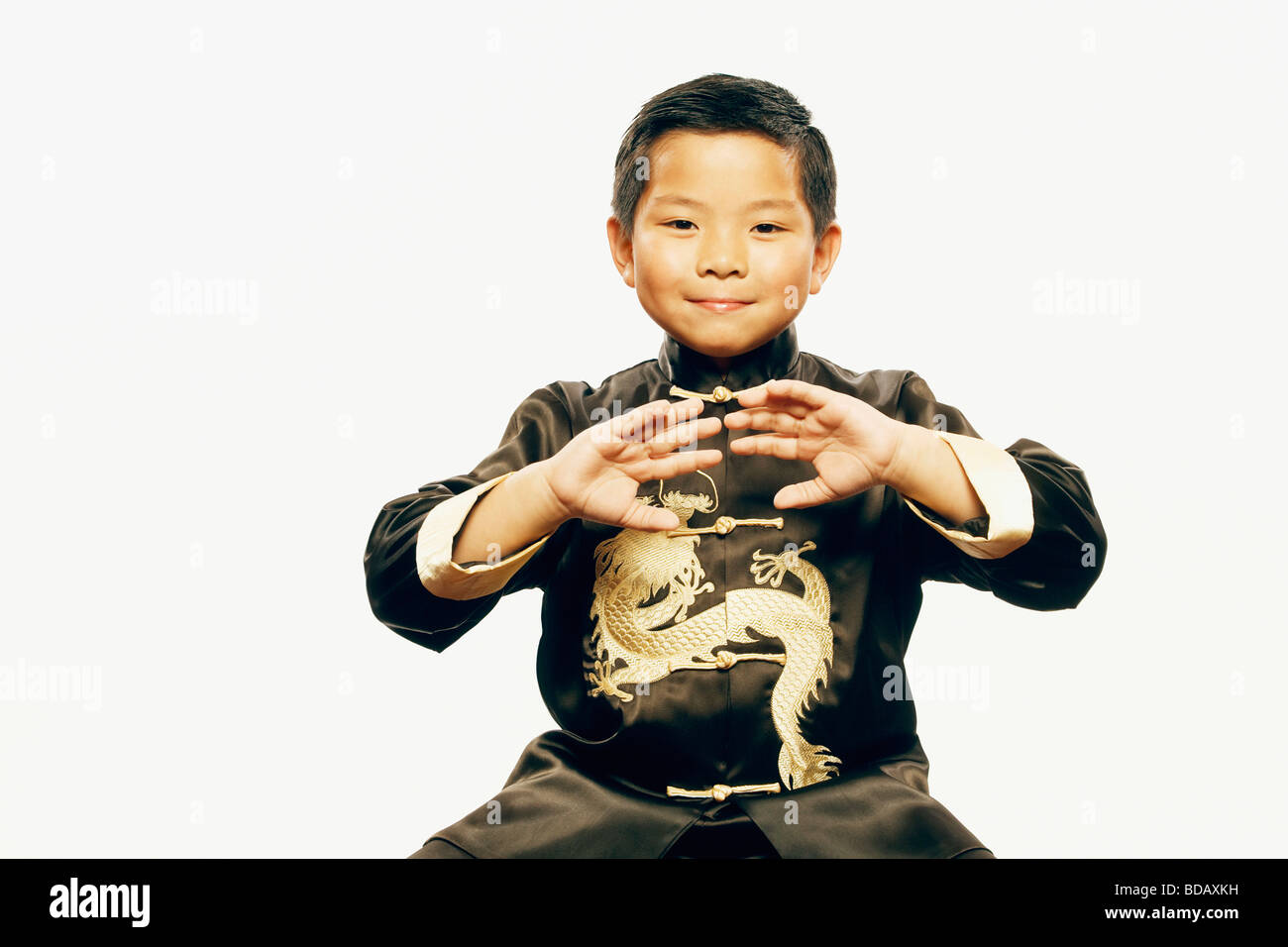 Portrait of a boy practicing martial arts Stock Photo