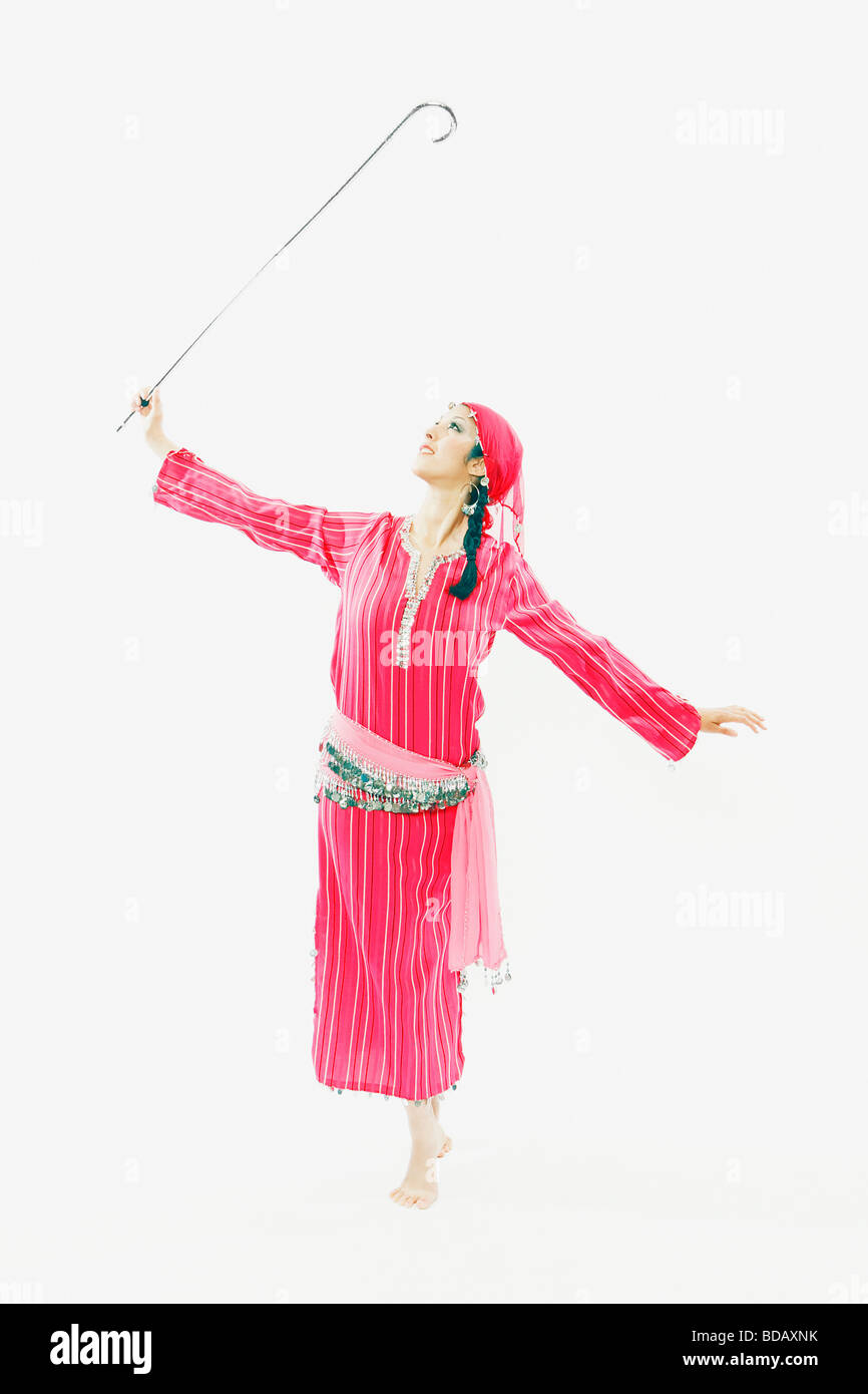 Female dancer holding a cane and dancing Stock Photo Alamy