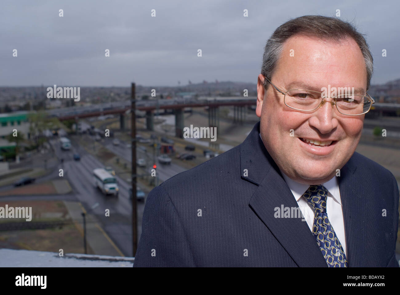 José Reyes Ferriz is the mayor of Ciudad Juarez , Mexico. He is shown here in the downtown area of the city across from El Paso. Stock Photo