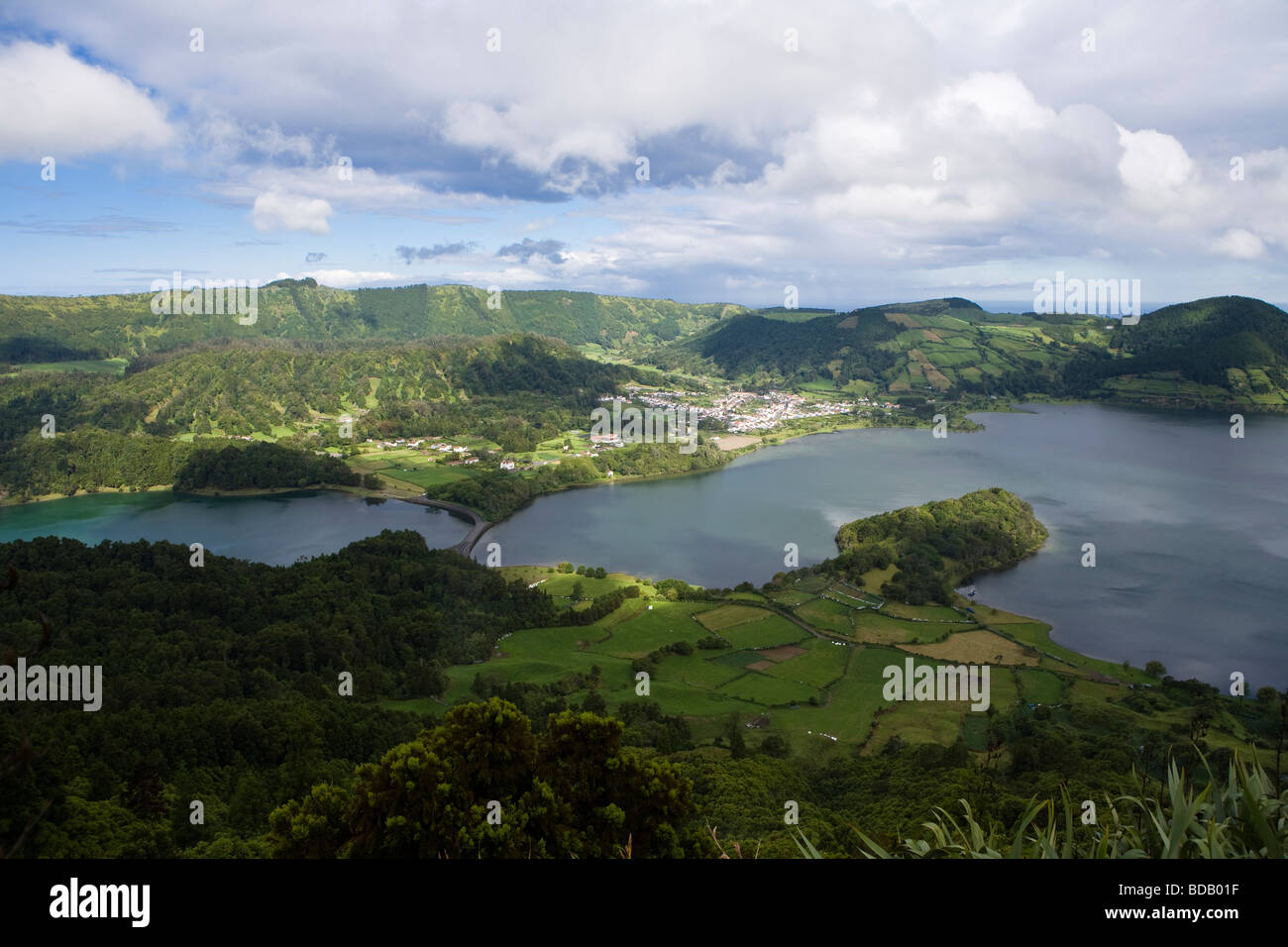 Sete Cidades lake in  Azores Portugal Stock Photo