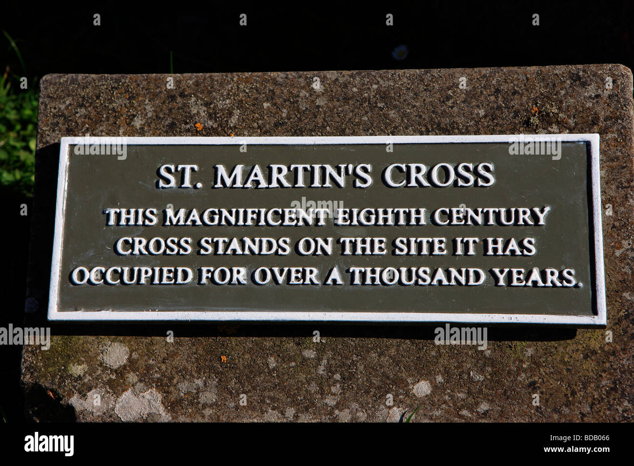 St. Martin's Cross plaque at Iona Abbey Stock Photo