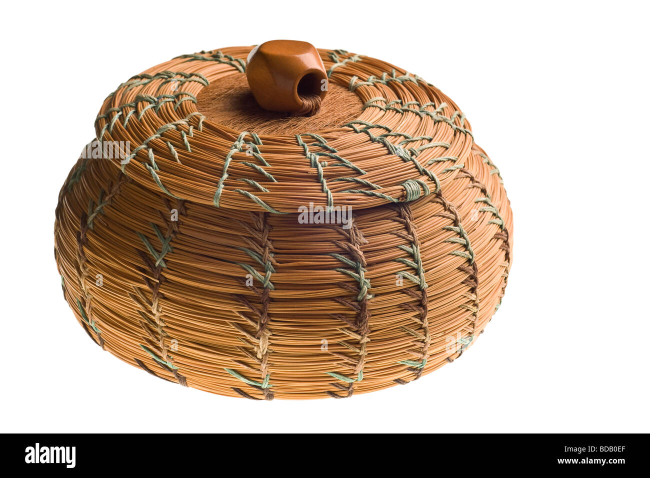 Cherokee handwoven basket isolated on white background Stock Photo
