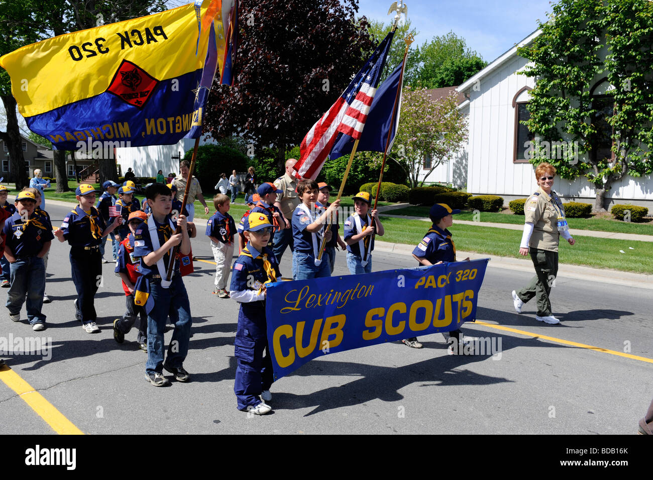 Cub Scouts March In Memorial Day Parade Lexington Michigan Stock Photo Alamy