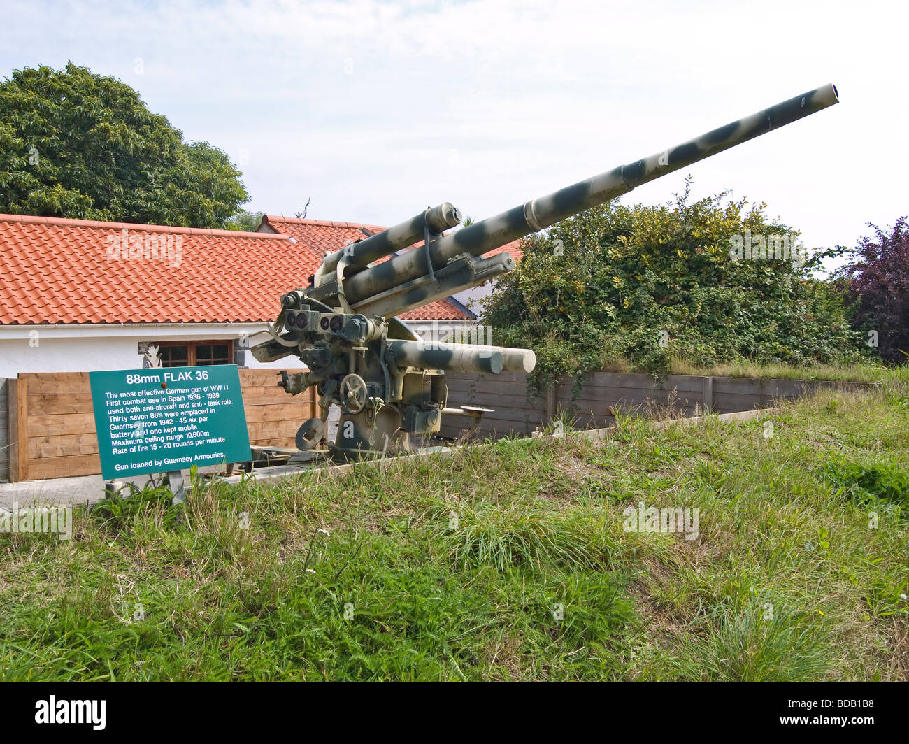 88mm FLAK 36 Anti Aircraft or Anti Tank  gun at the German Occupation Museum Forest Guernsey Channel Islands Stock Photo