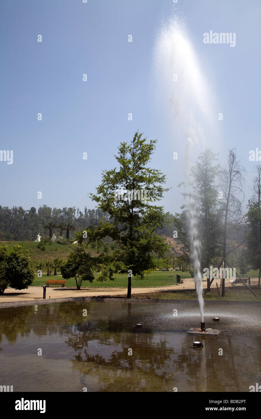 Fountain in Santiago's Bicentennial Park, Las Condes, Santiago, Chile Stock Photo
