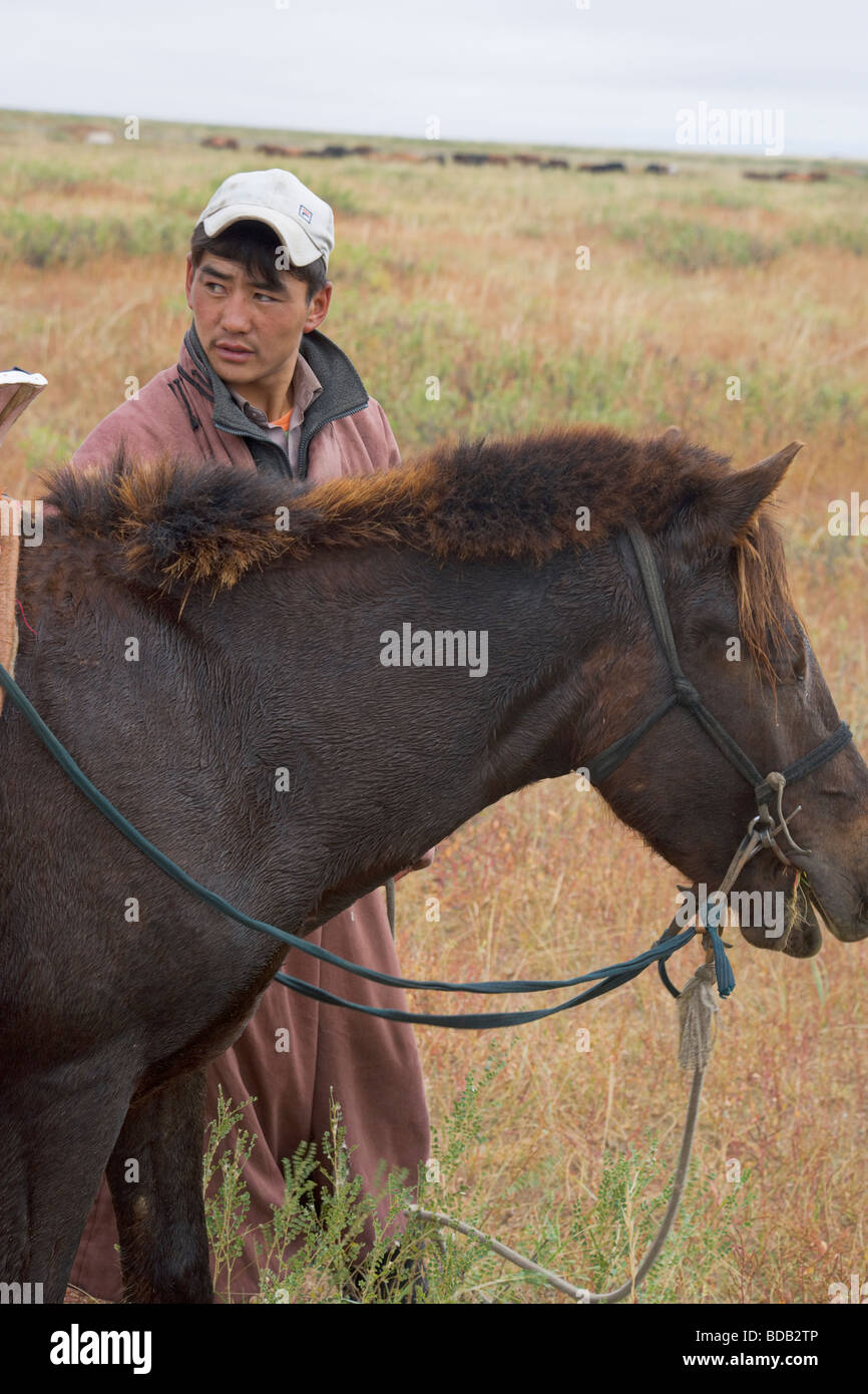 Mongolian herder and his horse, north central Mongolia Stock Photo - Alamy