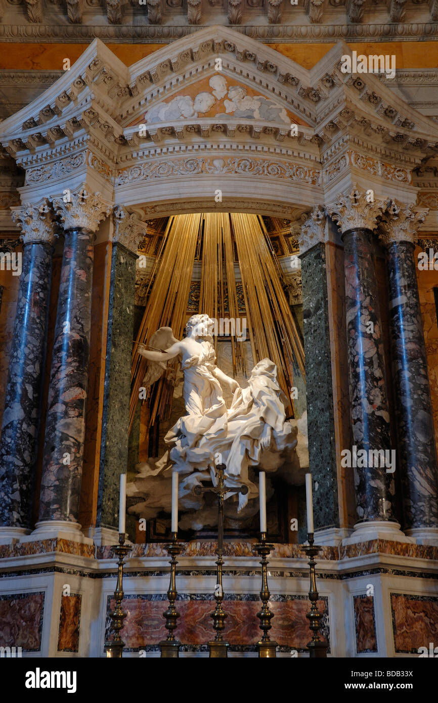 Rome Italy Bernini's sculpture of The Ecstasy of St Teresa in the Cornaro Chapel in the church of Santa Maria della Vittoria Stock Photo