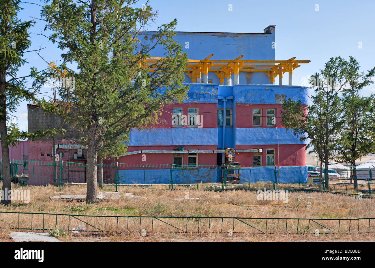 Colorful building at Khujirt health spa and resort, a popular destination in north central Mongolia Stock Photo