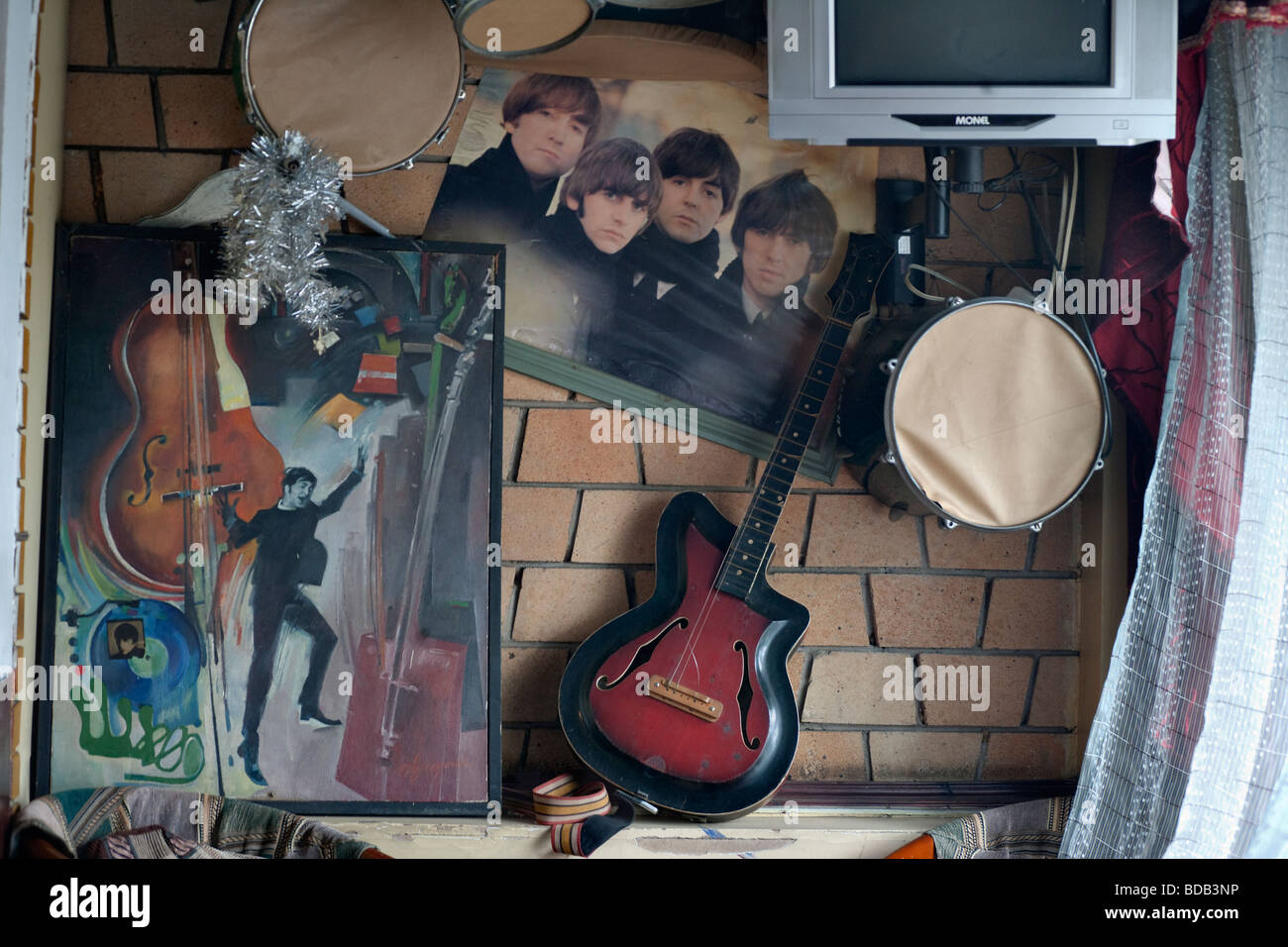 Amusing tribute to the Beatles in a bar, Ulaan Baatar, Mongolia Stock Photo