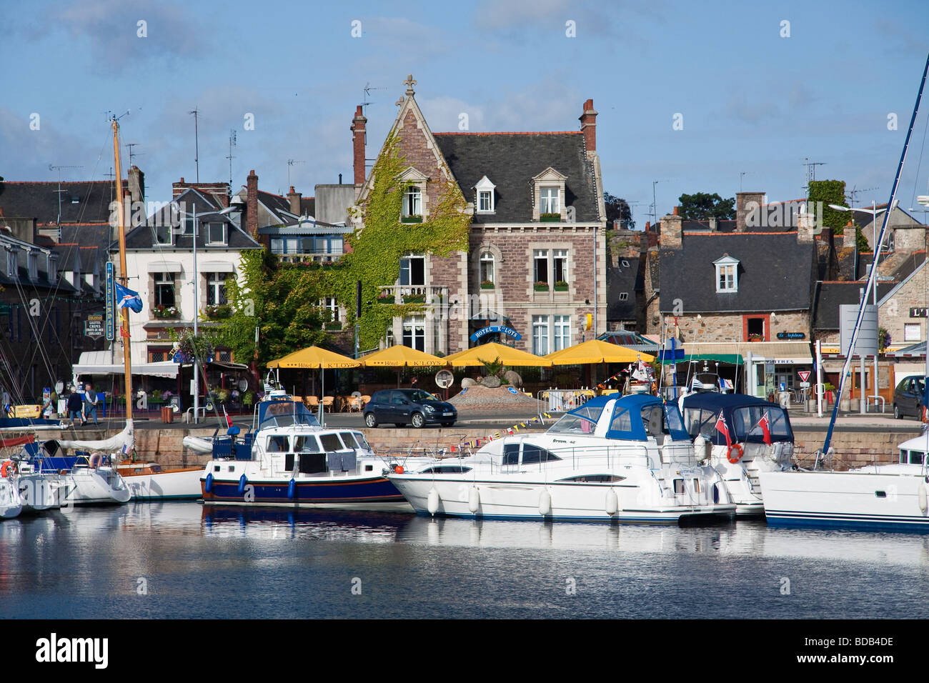Paimpol harbour number one with boats moored on the visitor's pontoon. Stock Photo