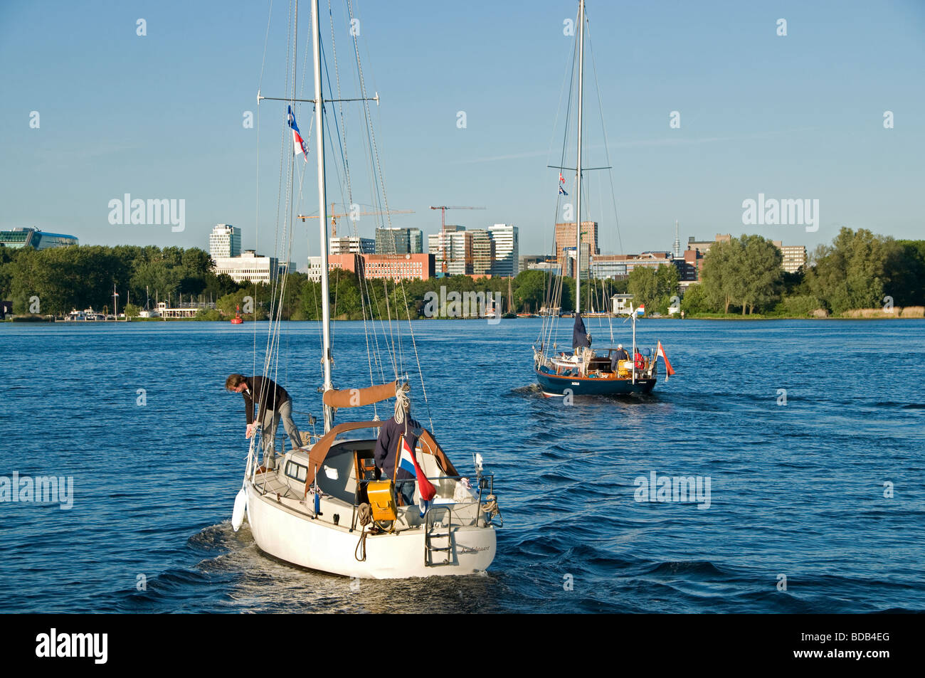 Amsterdam sailing boat Netherlands Het Nieuwe Meer Stock Photo