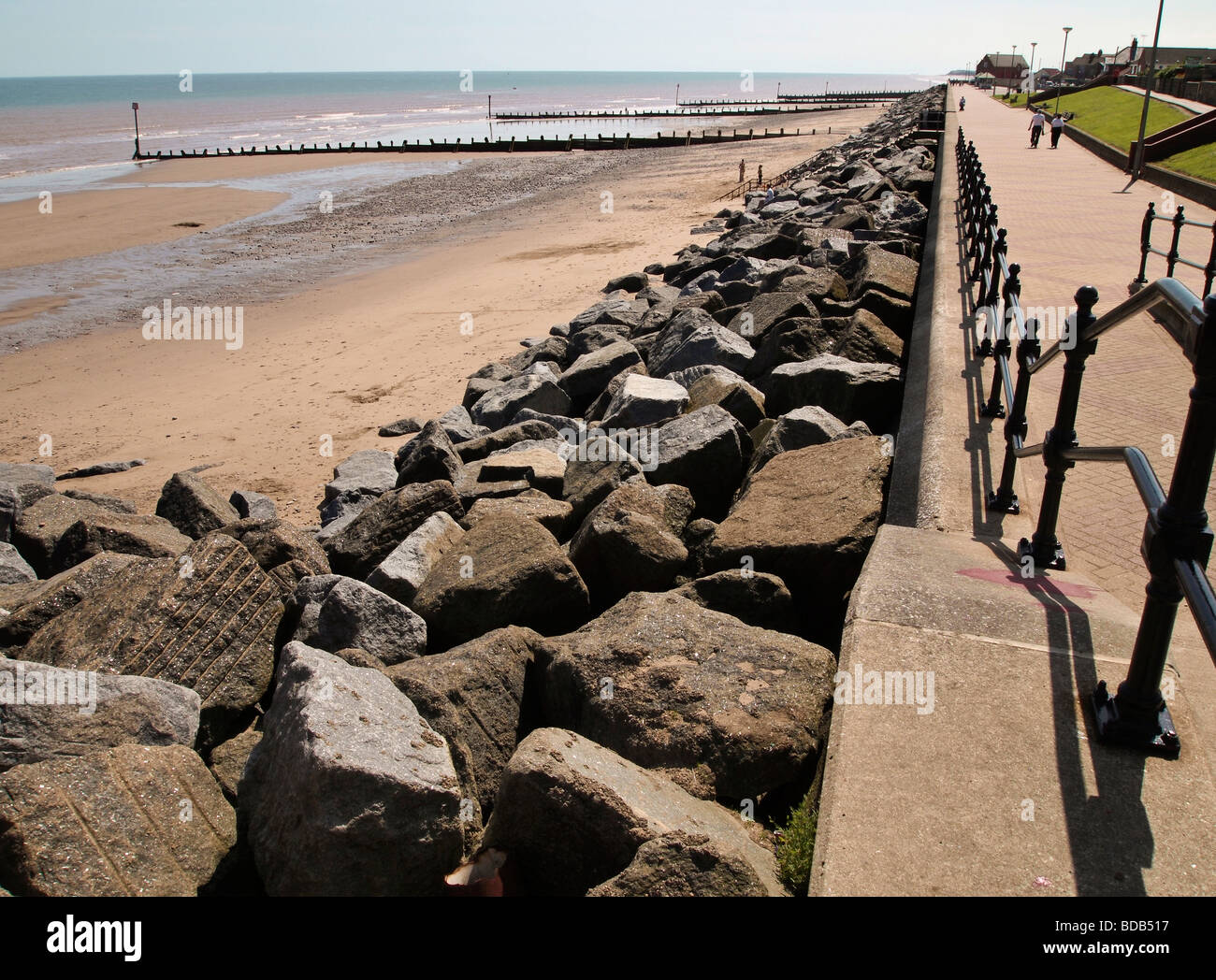 Beach sea wall and promenade at Withernsea East Yorkshire UK Stock Photo Alamy