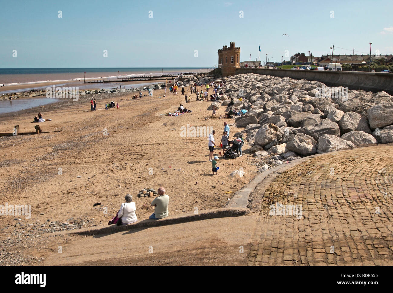 Beach sea wall and promenade at Withernsea East Yorkshire UK Stock Photo Alamy