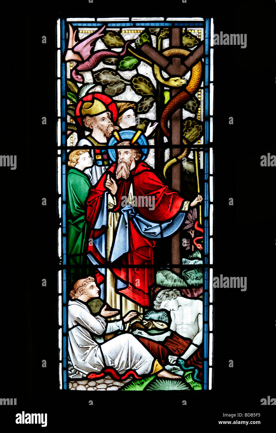 Stained Glass Window depicting Exodus 4 4 Moses Raising the brazen ...