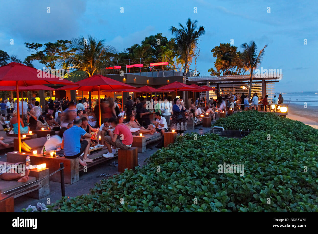 KU DE TA Lounge bar at beachfront in Seminyak Bali Indonesia Stock Photo