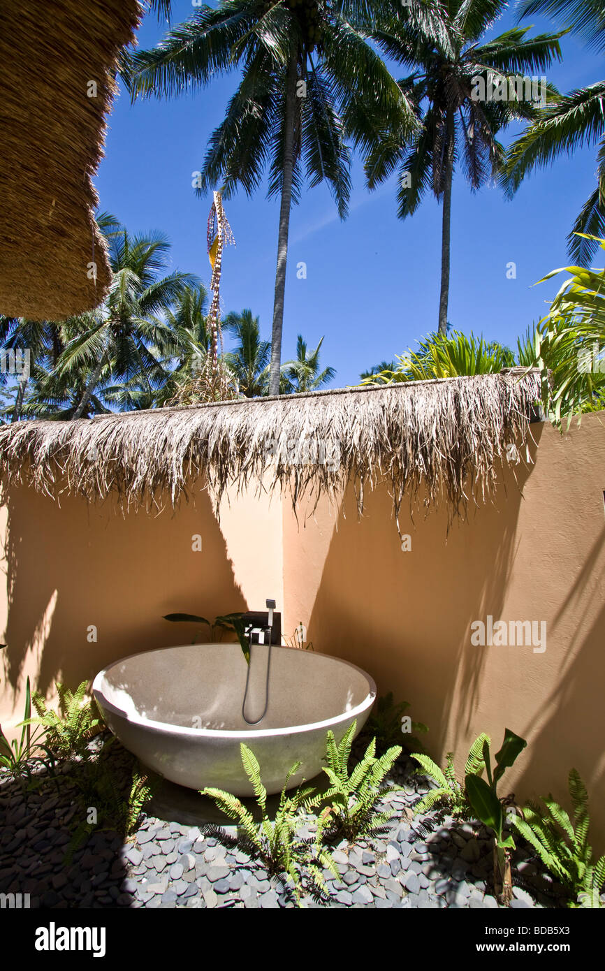 Privat Villa Pleiades open air bathroom in Ubud Bali Indonesia Asia Stock Photo