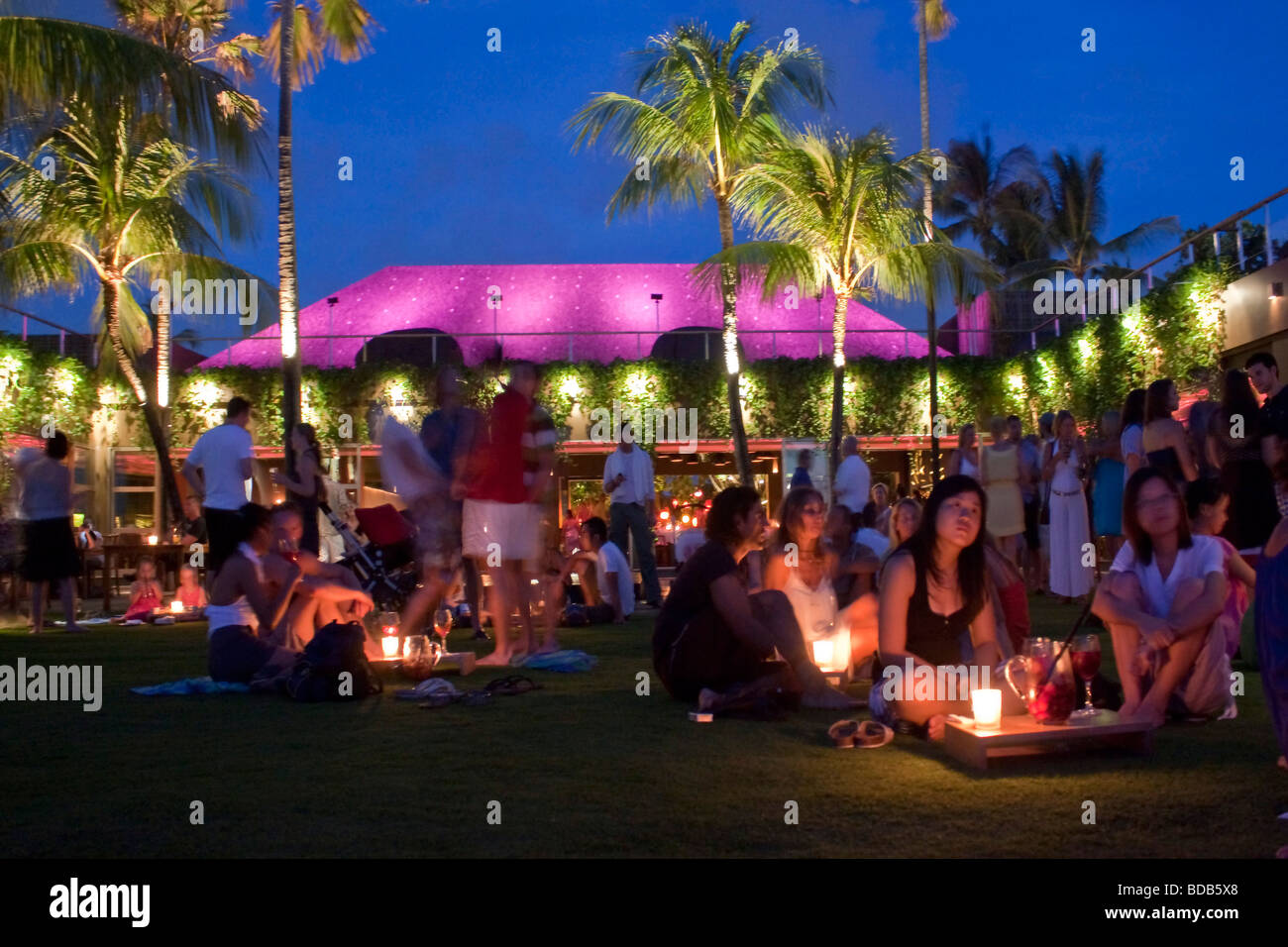 KU DE TA Lounge bar at beachfront in Seminyak Bali Indonesia Stock Photo