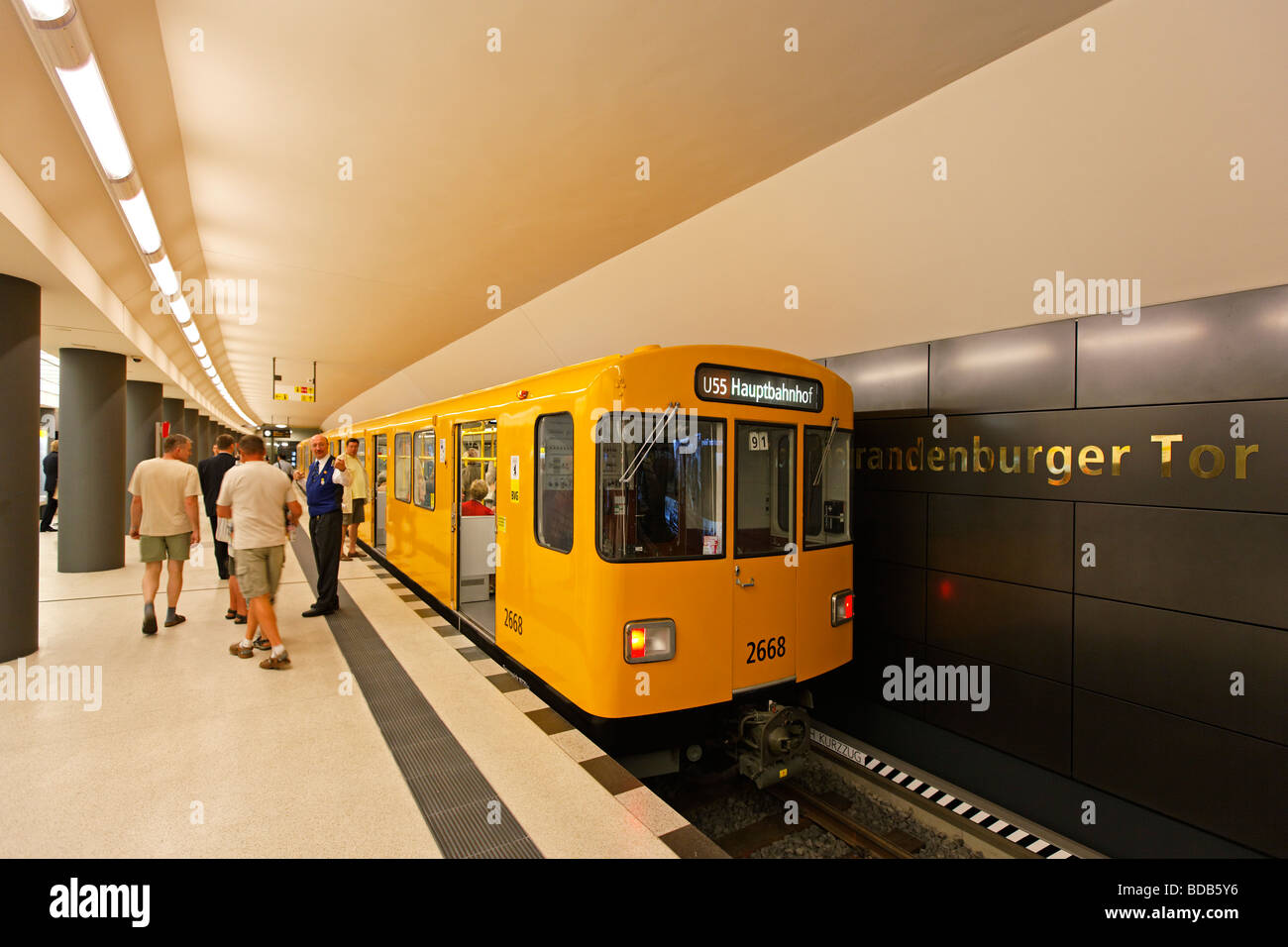 Brandburger Tor Metro Station of the new line U55 Berlin Germany Stock Photo