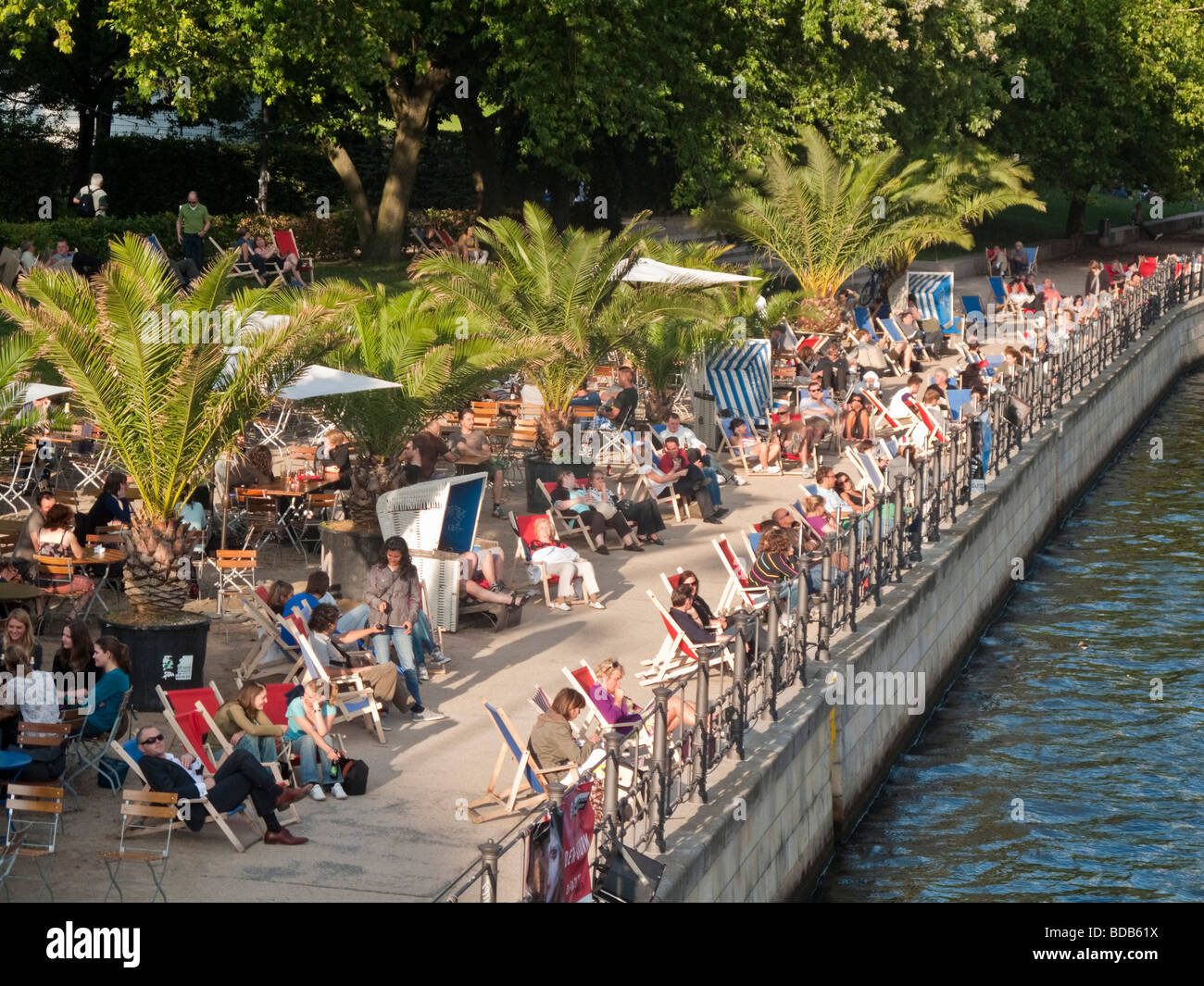 Berlin Spree Strandbar Mitte beach bar  Stock Photo