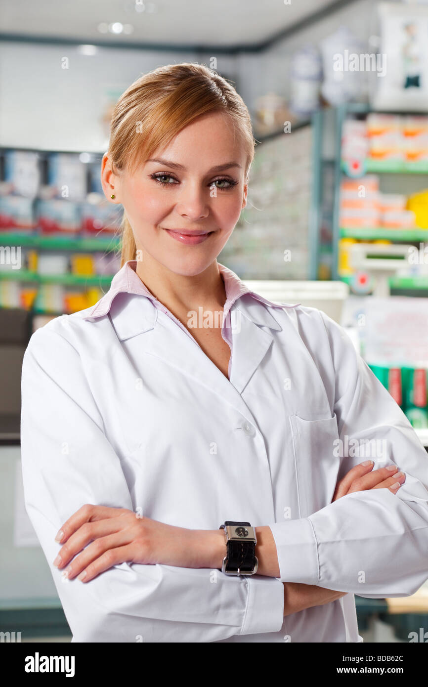 portrait of mid adult pharmacist looking at camera Stock Photo