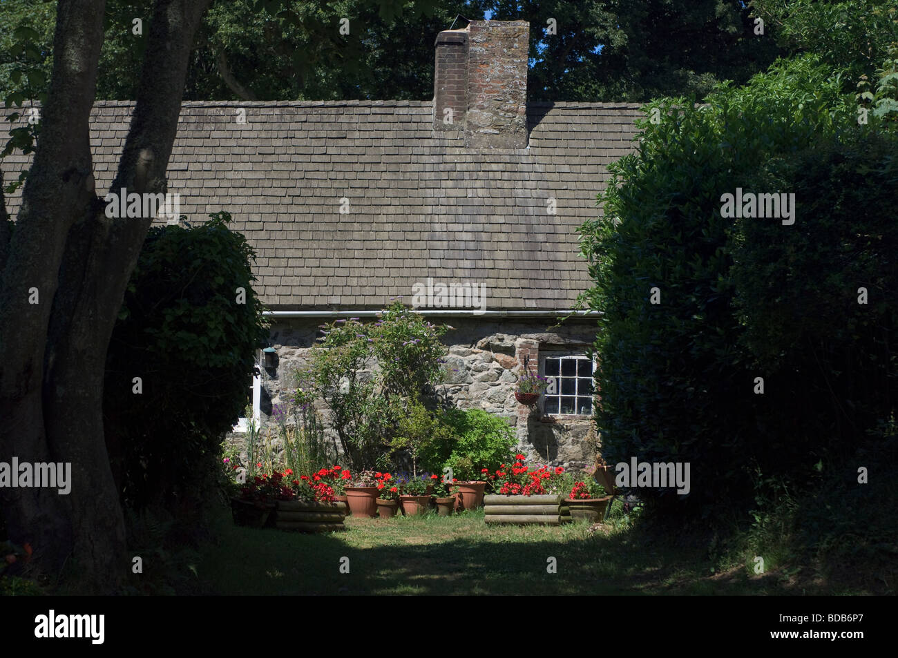 Traditional stone house on the Island of Sark, Channel Islands Stock