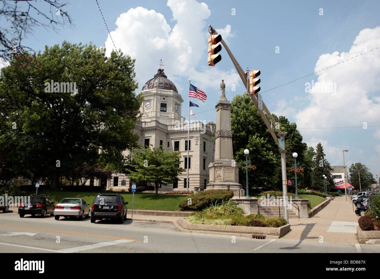 The Monroe County Courthouse in Bloomington, Indiana has a fish on top