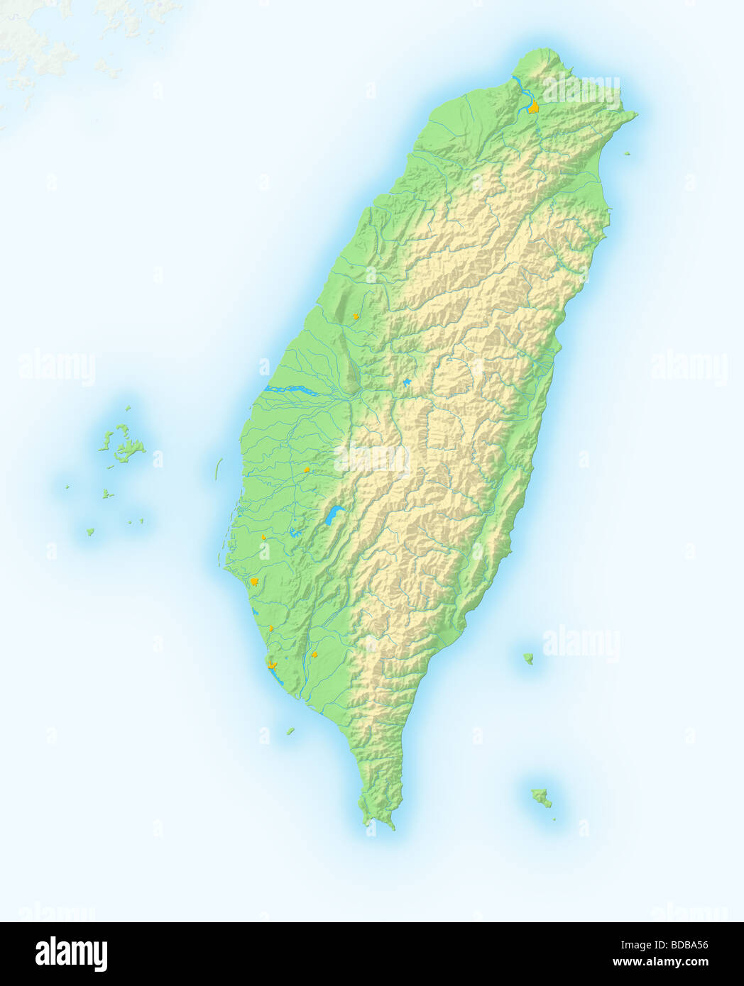 Taiwan, shaded relief map Stock Photo - Alamy