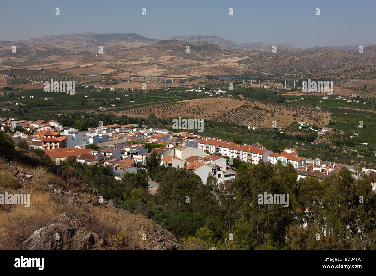 View at the white village Alora. Malaga. Costa del Sol. Andalucia