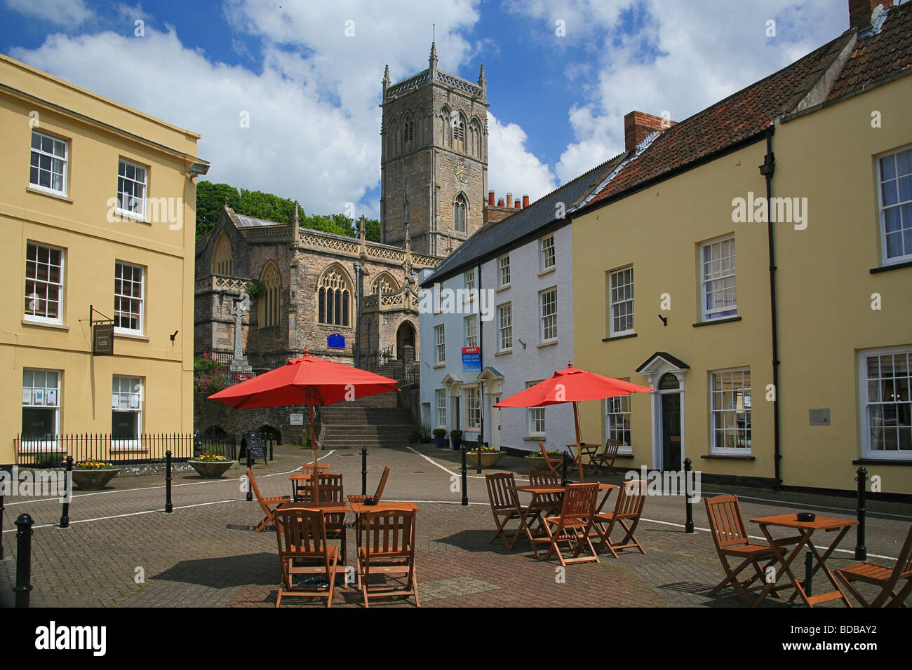 The ancient Market Square in Axbridge, Somerset, England, UK Stock