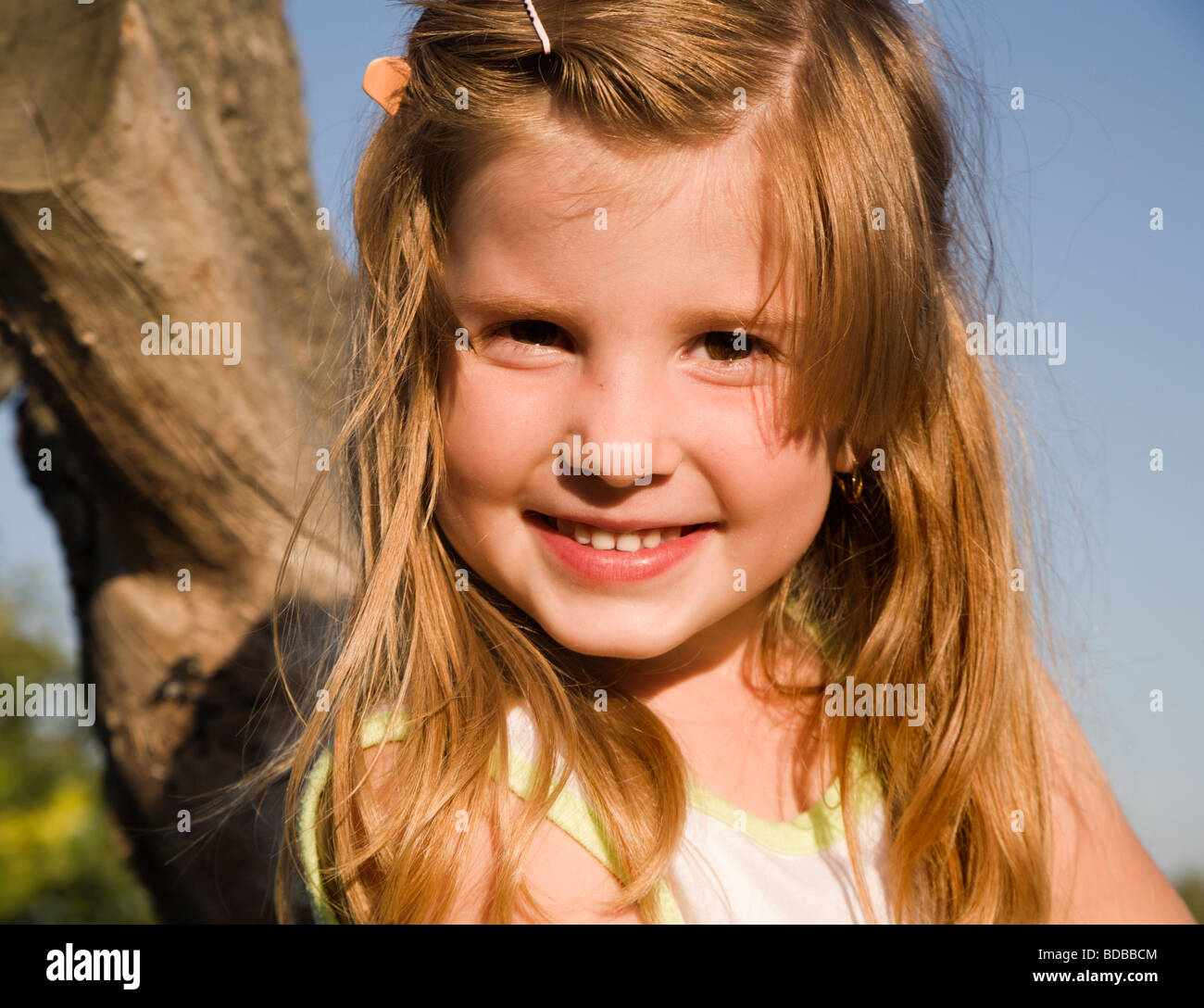 atractive smile of little girl Stock Photo