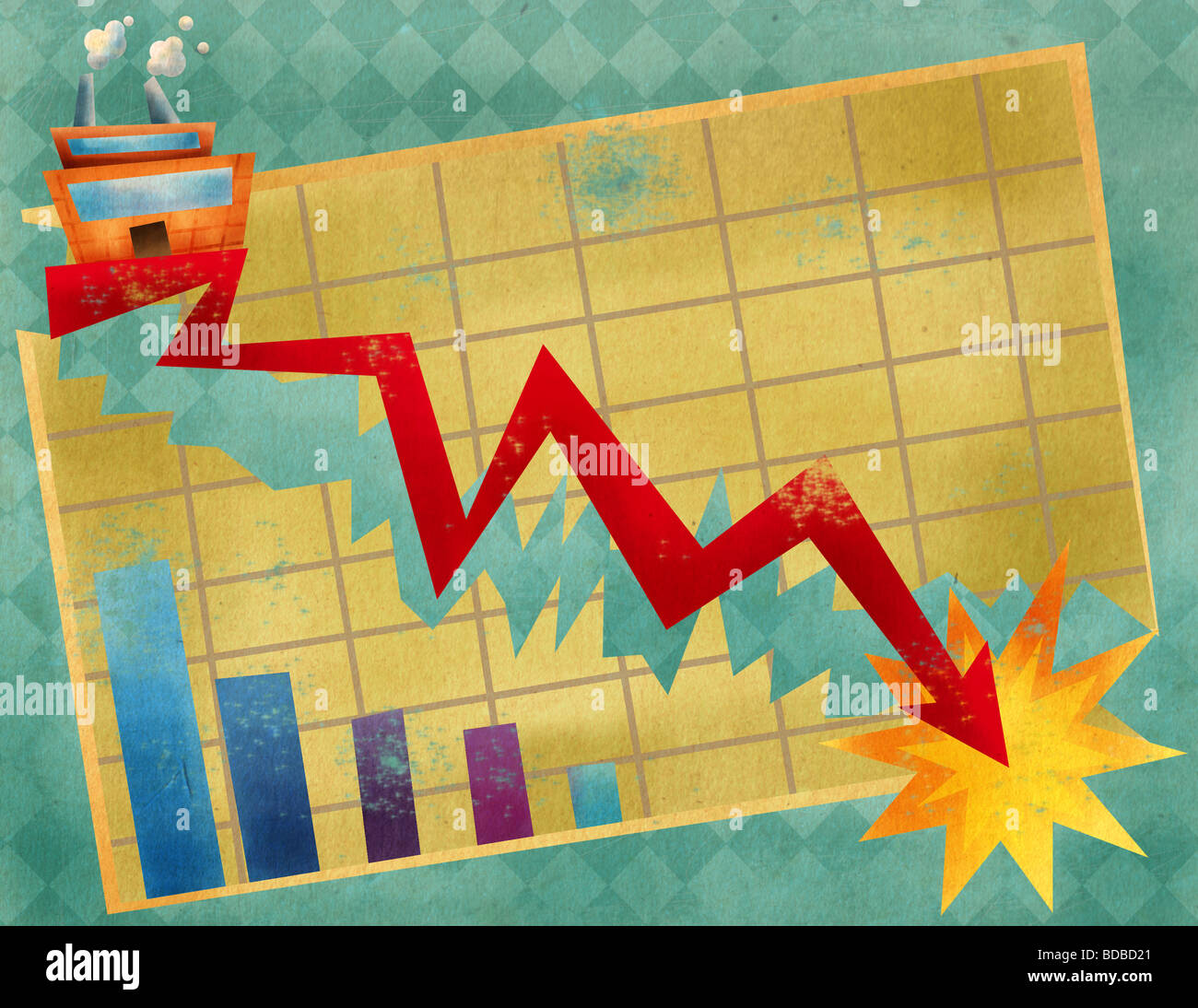 Close up Of A Line Graph Moving Down Stock Photo Alamy