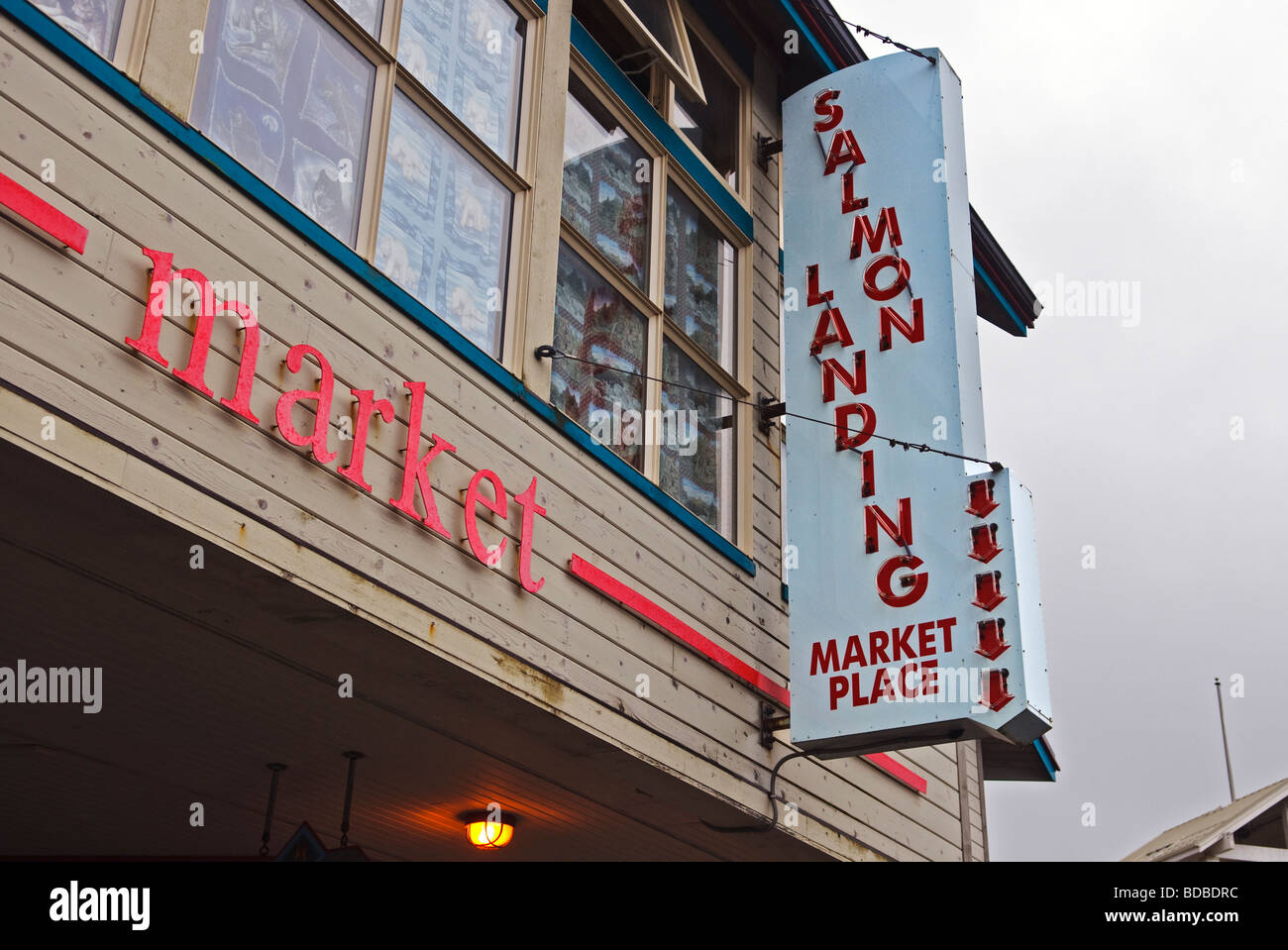 Salmon Landing Market Place Ketchikan Alaska Stock Photo Alamy