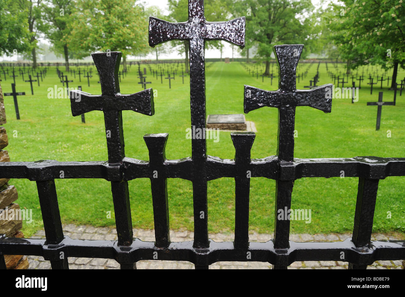 The entrance to the German war cemetery at Fricourt on The Somme Stock Photo