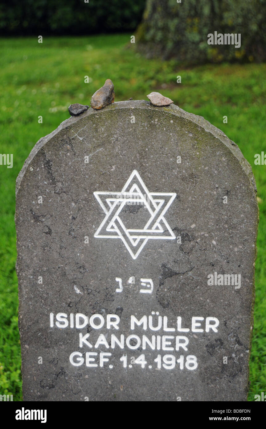 Jewish german war grave at Fricourt Cemetery on the Somme Stock Photo