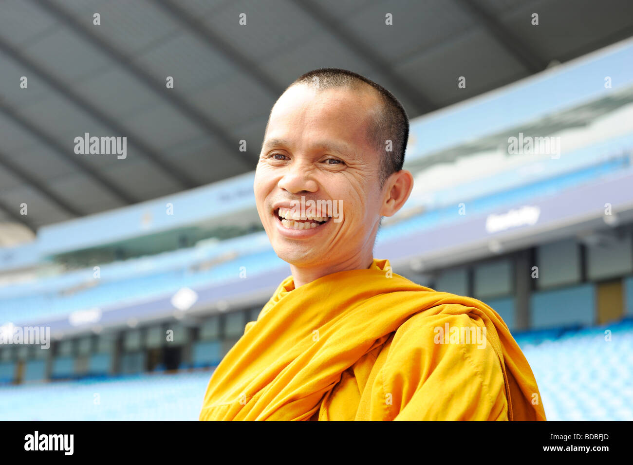 monk city of manchester stadium eastlands football fan Stock Photo