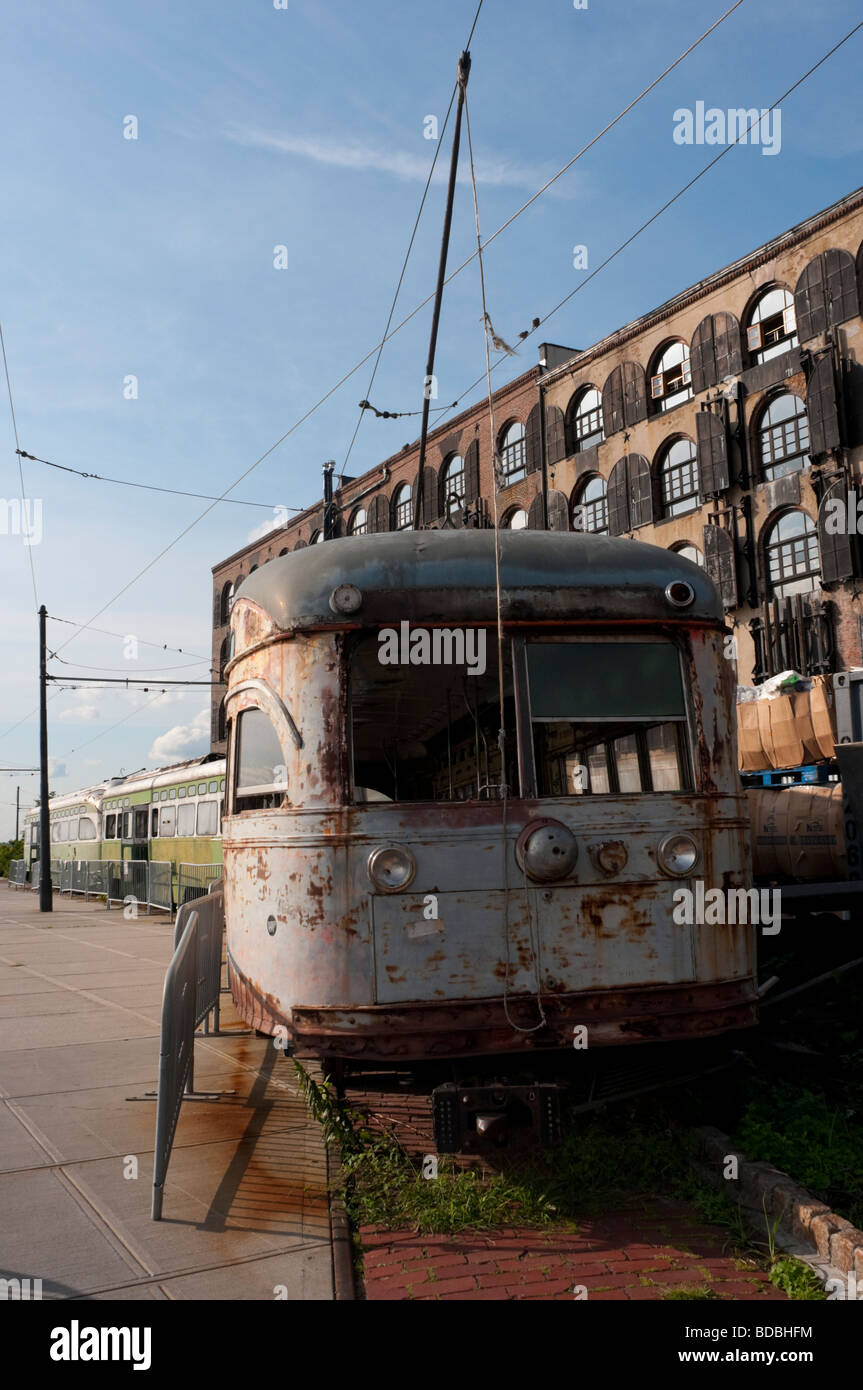 Red Hook Trolley Stock Photo