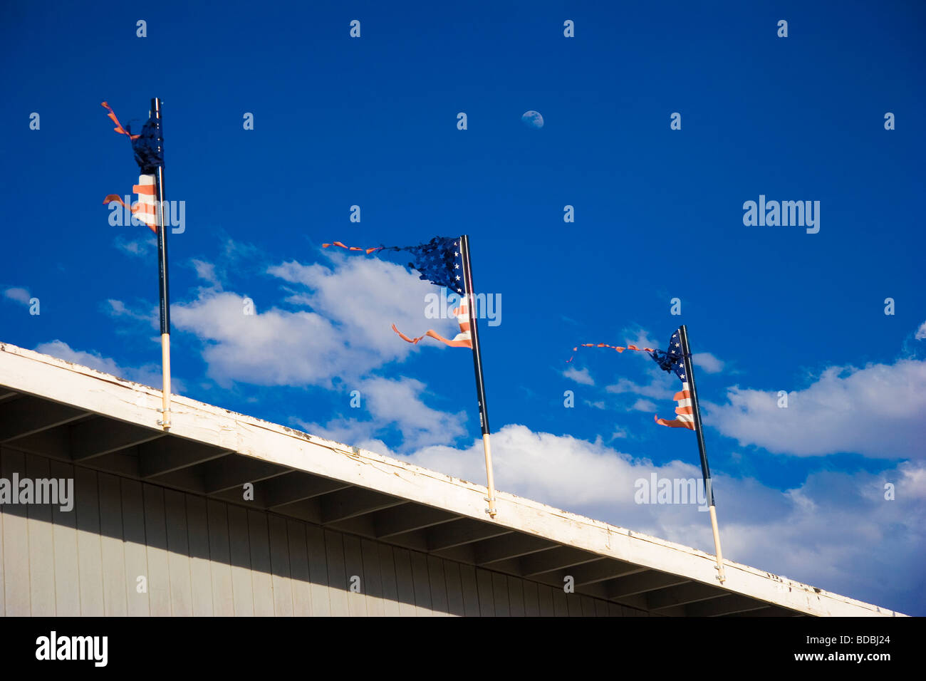 Deteriorated US Flags Stock Photo