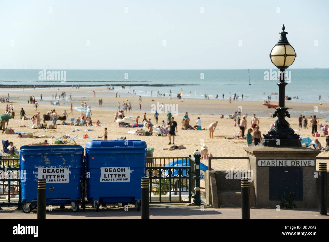 Beach litter bins at Margate, Kent, England Stock Photo Alamy