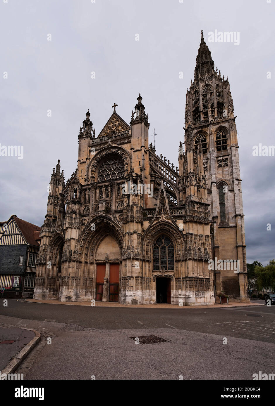 normandy Gothic church in Caudebec-en-Caux Stock Photo