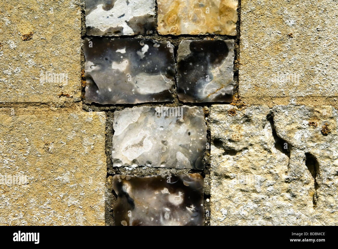 Decorative flint flush-work, St Mary's church, Stratford St Mary, Suffolk Stock Photo